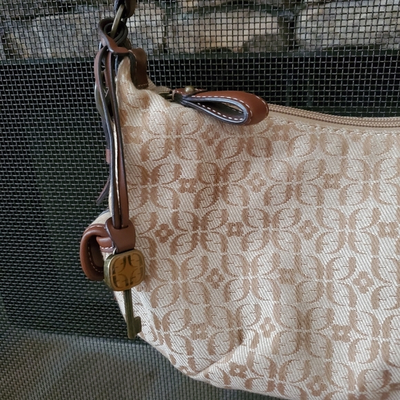 Vintage  Fossil Signature Canvas /Leather shoulder bag - Picture 3 of 14